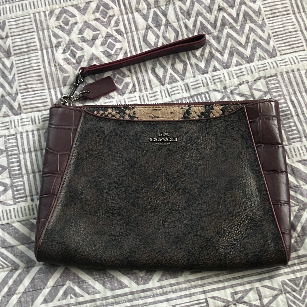 Coach Purple- ish & Brown Textured Clutch.